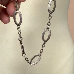 Vintage Italy Sterling silver At deco Mod Minimalist oval link Chain Bracelet
